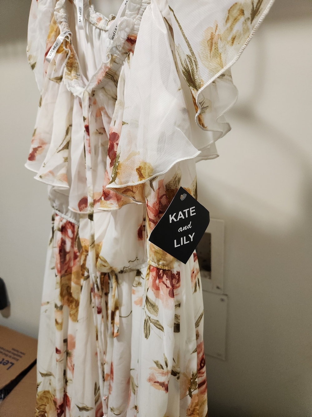 Kate and Lily White Floral Ruffle Maxi Dress